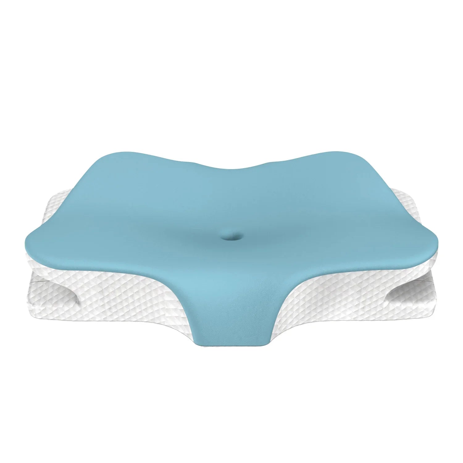 Blue Breathable Butterfly Contoured Memory Foam Pillow - Dual-Height Orthopedic Neck Pillow with 5-Zone Cervical Support