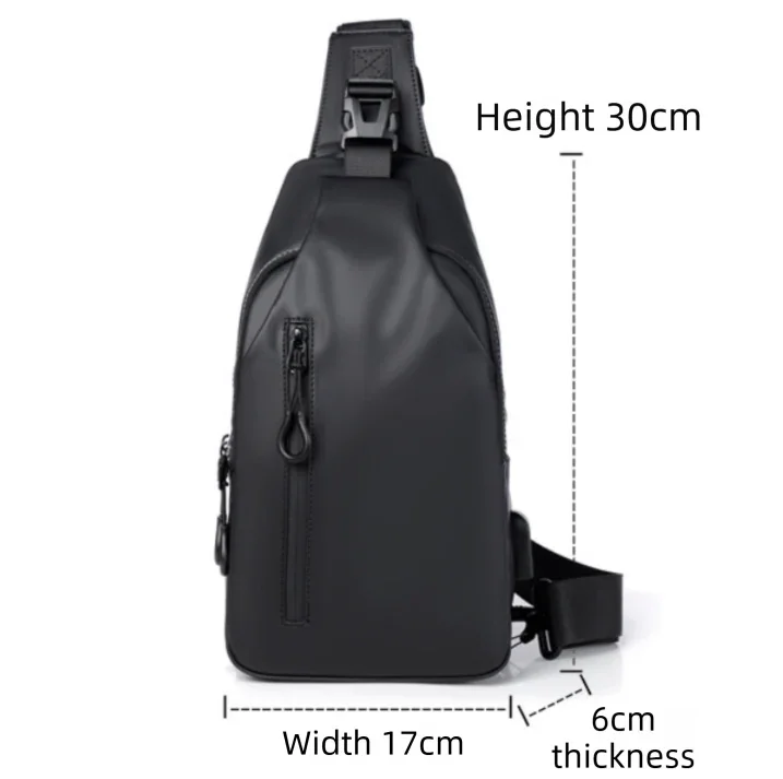 Blue Water / Wrinkle-Resistant Nylon Men's Tactical Chest Bag with USB Charging Port - 4 Layer Large Capacity Crossbody Pack