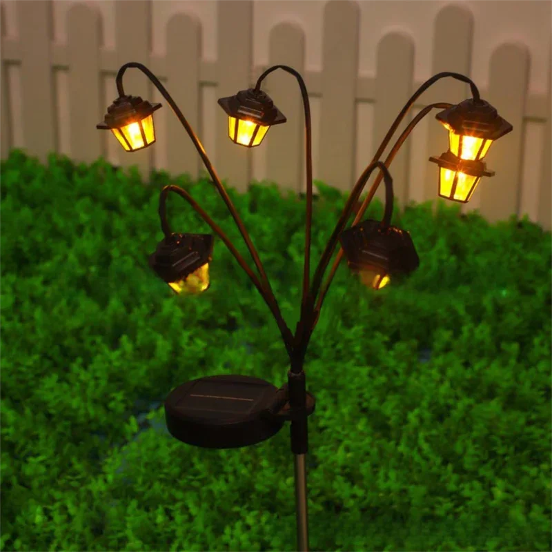 Solar Retro Hexagonal Palace Ground Plug Light with 6 LED Warm Glow - In/Outdoor Garden Pathway Landscape and Lawn Lamp