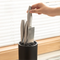 2-Pack Matte Black Modern Multi-Slot Knife Block with Secure Wave Insert & Drainage - Space-Saving and Smooth Withdrawal, Preventing Fallout Design
