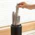 2-Pack Matte Black Modern Multi-Slot Knife Block with Secure Wave Insert & Drainage - Space-Saving and Smooth Withdrawal, Preventing Fallout Design