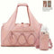 Pink High-Capacity Yoga Gym Duffel Set with Bonus Bottle Phone Pouch, Separate Shoe Compartment & Yoga Mat Strap