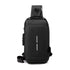 Black High Capacity Anti-Theft Tactical Chest Bag - Waterproof Leather-Film Sling with USB Charging & TSA Password Lock