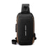 Black-Gold High Capacity Anti-Theft Tactical Chest Bag - Waterproof Leather-Film Sling with USB Charging & TSA Password Lock
