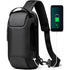 Black Lightweight Anti-Theft Tactical Chest Bag - Waterproof Security Sling Bag with 3-Digit Password Lock & Smart USB Charging Port