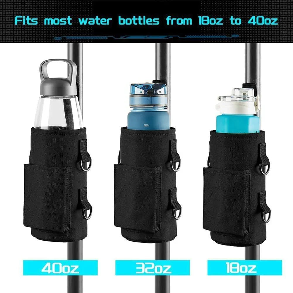 Green Magnetic Gym Water Bottle Pouch & Towel Clip with 6 High-Strength Magnets and Adjustable Strap - Fits 18oz to 40oz