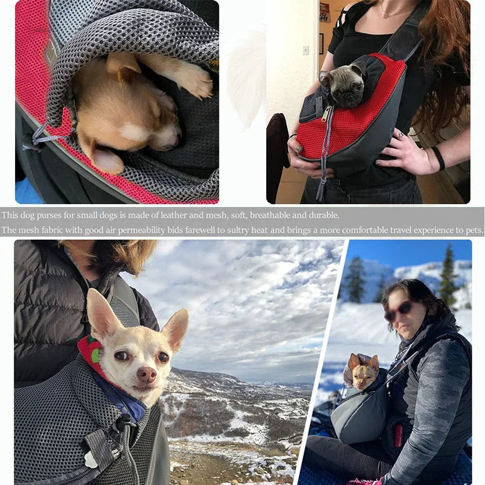 Green Hands-Free Pet Chest Carrier - Breathable Mesh Crossbody Bag for Dogs & Cats within 2.5KG