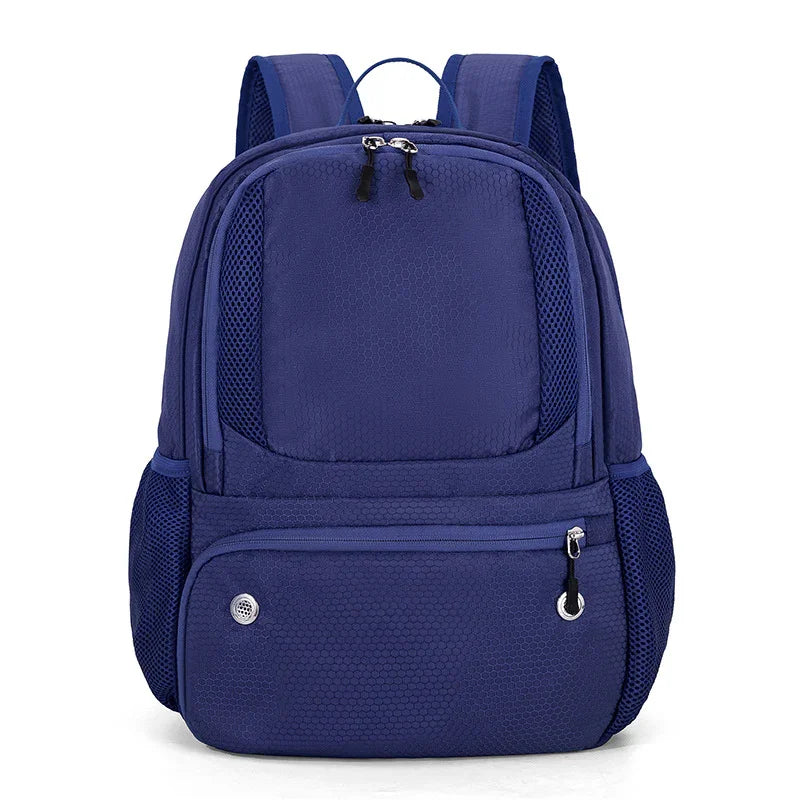 24L High-Capacity Dark Blue Basketball Backpack with Shoe Compartment & Dedicated Ball Zone - Waterproof & Durable Oxford Training Bag