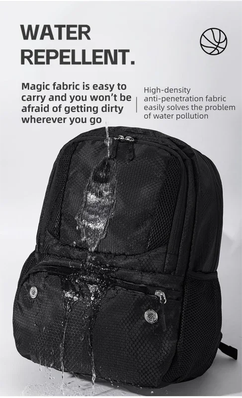 24L High-Capacity Dark Blue Basketball Backpack with Shoe Compartment & Dedicated Ball Zone - Waterproof & Durable Oxford Training Bag