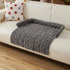 Dark Grey Pet Sofa Protector & Calming Bolster Bed with Cable Knit - 75x75CM Thickened Non Slip Furniture Cover for Cats & Dogs
