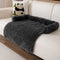 Black Pet Sofa Protector & Calming Bolster Bed with Long Plush - 75x75CM Thickened Non Slip Furniture Cover for Cats & Dogs