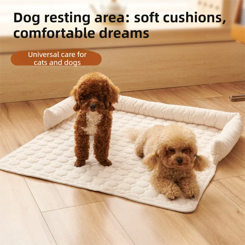Black Pet Sofa Protector & Calming Bolster Bed with Long Plush - 75x75CM Thickened Non Slip Furniture Cover for Cats & Dogs