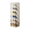 Transparent 6-Layer Foldable Shoe Storage Tower with Transparent Display Panel & Back Ventilation - One-Pull Instant Setup Stackable Box (25.5x34.5x105CM)