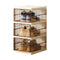 Transparent Brown 3-Layer Foldable Shoe Storage Tower with Transparent Display Panel & Back Ventilation - One-Pull Instant Setup Stackable Box (25.5x34.5x52.5CM)
