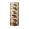 Transparent Brown 6-Layer Foldable Shoe Storage Tower with Transparent Display Panel & Back Ventilation - One-Pull Instant Setup Stackable Box (25.5x34.5x105CM)