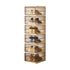 Transparent Brown 6-Layer Foldable Shoe Storage Tower with Transparent Display Panel & Back Ventilation - One-Pull Instant Setup Stackable Box (25.5x34.5x105CM)