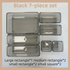 7PCS Black Transparent Stackable Organizer Set - 4-Size Versatile Desktop & Drawer Divider