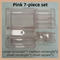 7PCS Pink Transparent Stackable Organizer Set - 4-Size Versatile Desktop & Drawer Divider