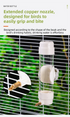 White Automatic Bird Water Dispenser with Extended Brass Needle Valve and Graduated Marking - 200ML Transparent Flat Cap Feeder