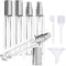 5-Piece Sliver Premium Glass Travel Perfume Atomizer Set - 10ml Portable Refillable Sprayers with Transfer Tools