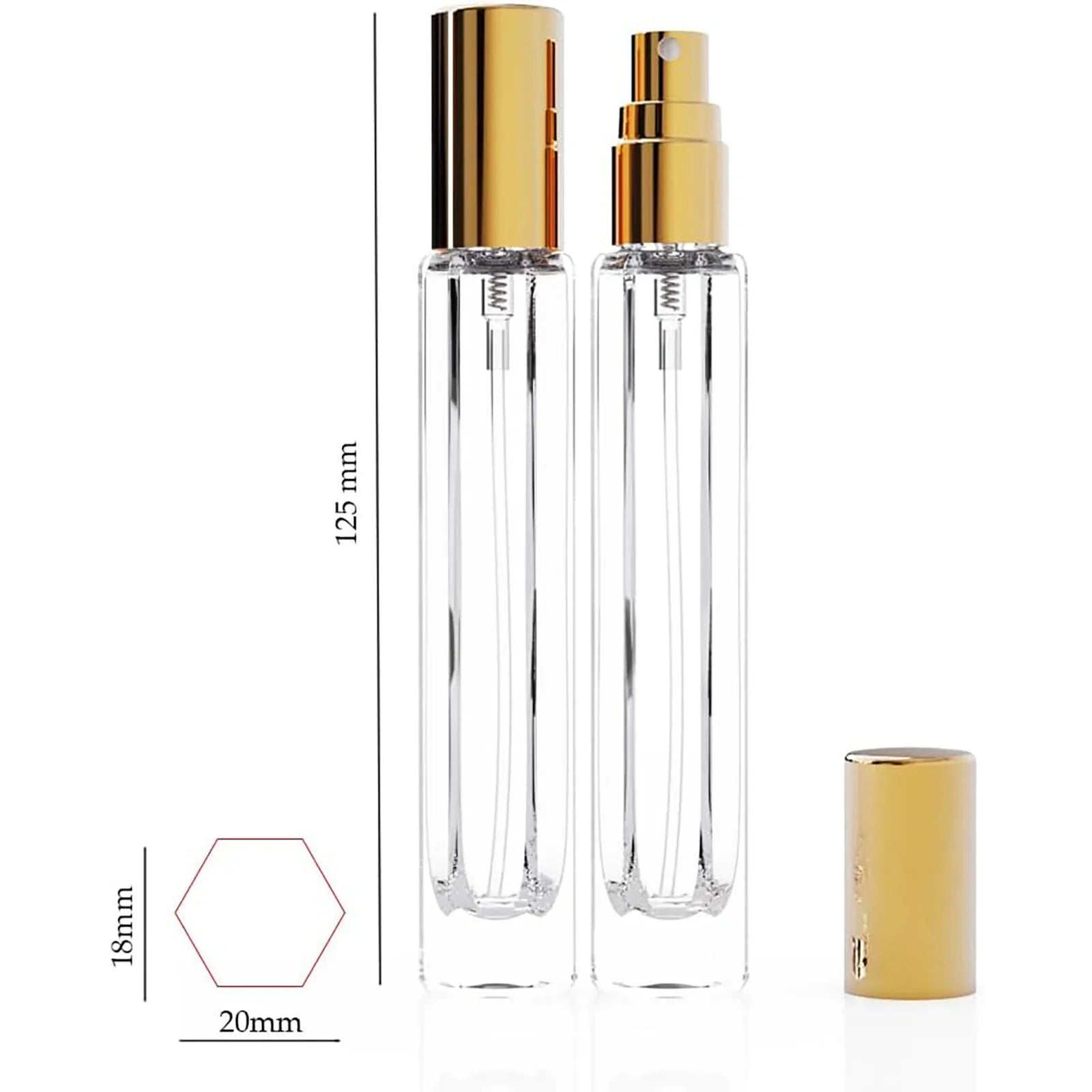 5-Piece Black Premium Glass Travel Perfume Atomizer Set - 10ml Portable Refillable Sprayers with Transfer Tools