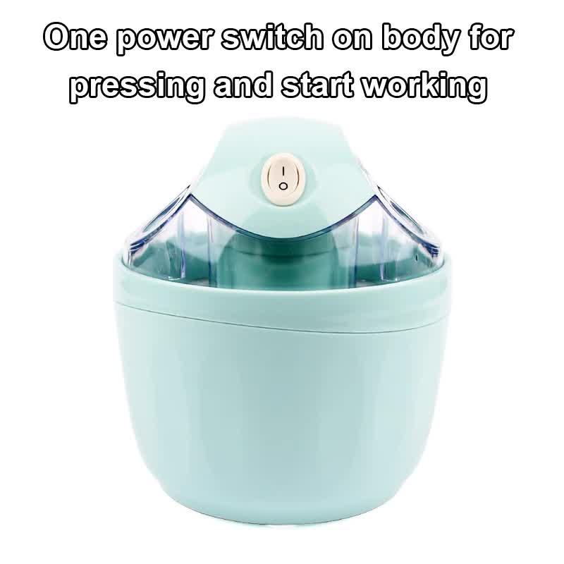Blue 500ML Compact Electric Ice Cream Maker - Portable Quick Iced Drink Bucket & Soft Serve Machine with Rapid 15-Min Freezing