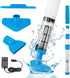 Blue and White Cordless Underwater Pool Vacuum with 3 Cleaning Heads & 164cm Extended Reach - Rechargeable Handheld Spa & Pond Cleaner