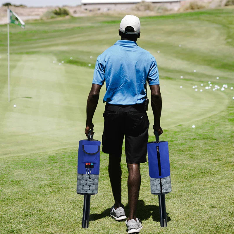 Black Lightweight Golf Retriever with Detachable No-Bend Shag Tube & Mesh Bag Holding Up to 70-Ball