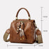 Khaki Vintage Look PU Leather Box Bag | Stylish Top Handle Crossbody Tote | Multi-Carry Bucket Bag with Wide Strap