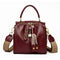 Red Vintage Look PU Leather Box Bag | Stylish Top Handle Crossbody Tote | Multi-Carry Bucket Bag with Wide Strap