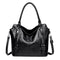 Black Vintage Soft PU Leather Tote Bag | Large Capacity Multi-Pocket Handbag | Convertible Shoulder & Crossbody Bag