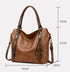 Brown Vintage Soft PU Leather Tote Bag | Large Capacity Multi-Pocket Handbag | Convertible Shoulder & Crossbody Bag