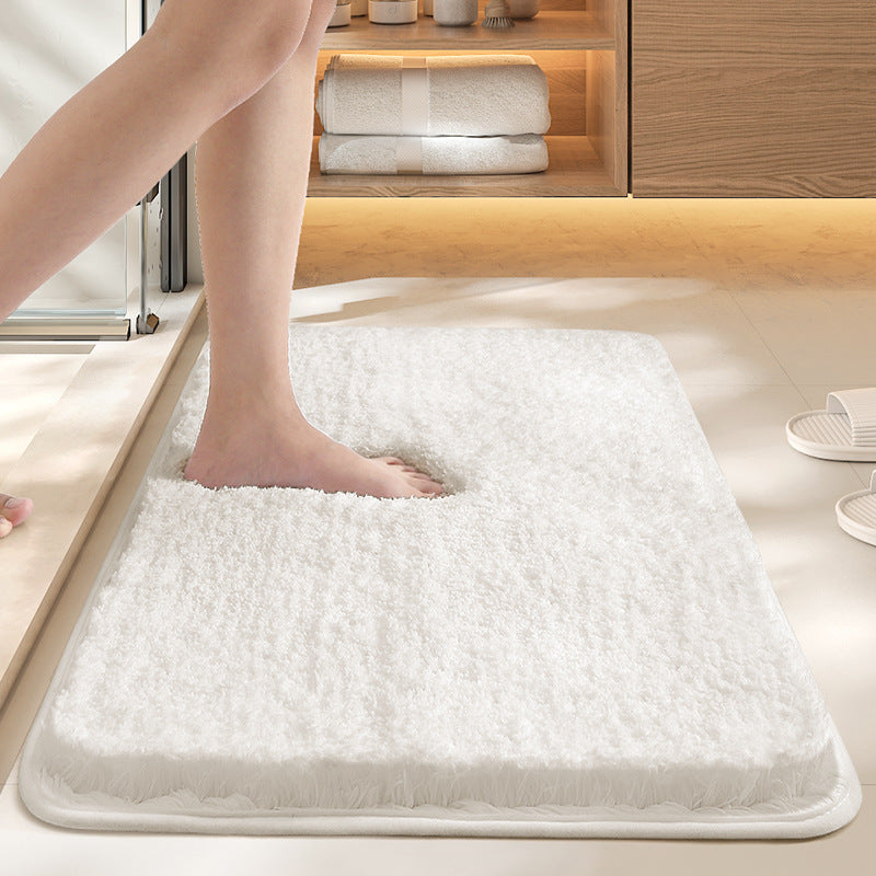 White 60*90cm Luxury 3.5cm Shag Bath Mat | Silver Ion Antibacterial Technology | Quick Dry Non-Slip TPR Bathroom Rug