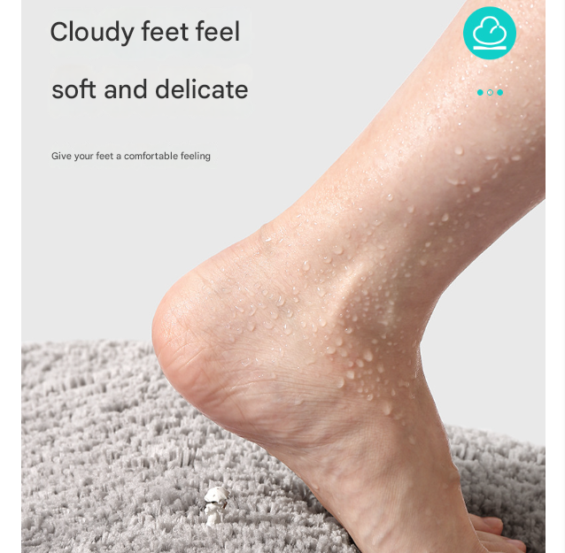 Khaki 40*60cm Luxury 3.5cm Shag Bath Mat | Silver Ion Antibacterial Technology | Quick Dry Non-Slip TPR Bathroom Rug