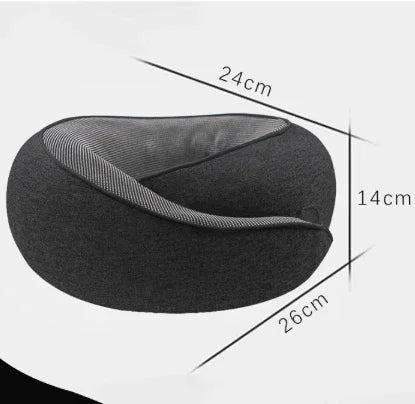 Black Ergonomic Memory Foam Travel Neck Pillow - U-Shaped Support for Naps & Journeys