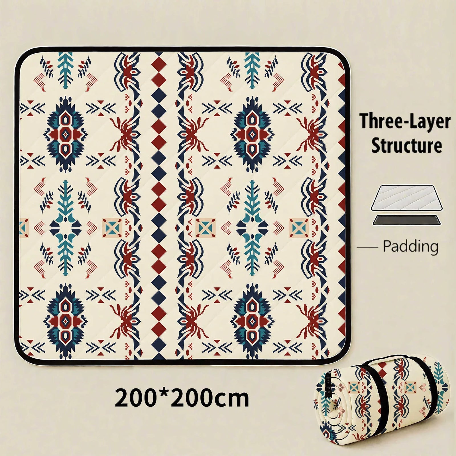Seattle Extra Large 200x200cm Waterproof Picnic Mat - Portable Thickened Oxford Cloth Outdoor Camping Blanket for Beach, Parks and Family Outings