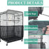 XL White【Height 37, Circumference 220】 Large Bird Cage Seed Catcher Net Cover - Adjustable Mesh Guard Splash-Proof Dust Cover for Indoor Outdoor Cages