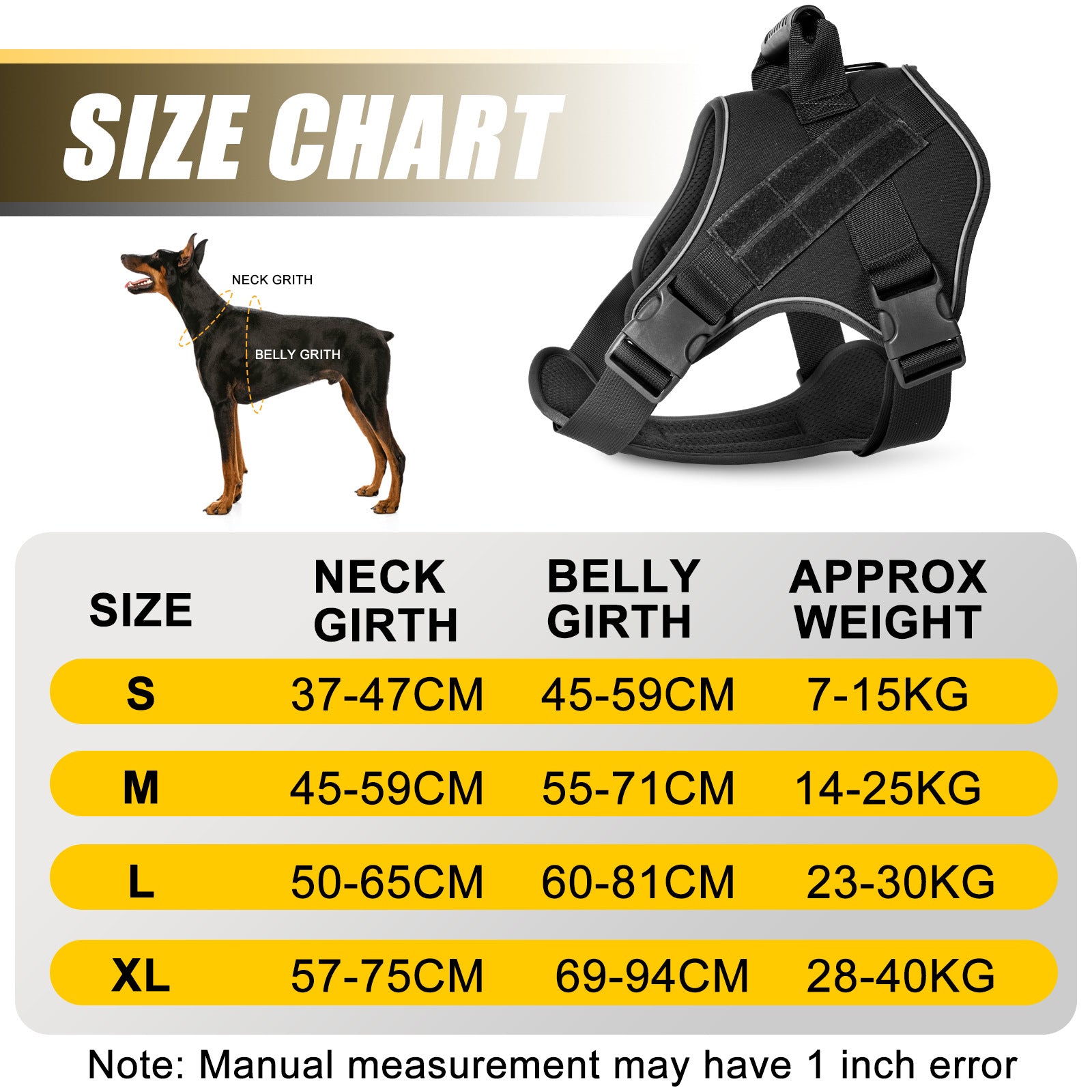 M Black Professional Tactical No-Pull Dog Harness | Reflective Breathable Mesh Vest | Heavy Duty Training Gear with Control Handle