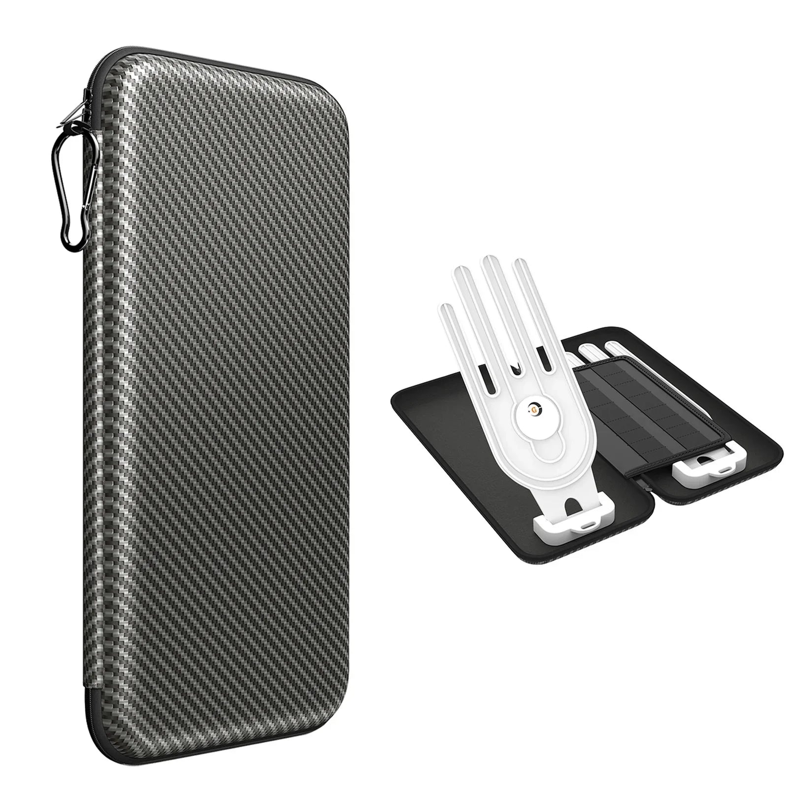 Grey Golf Glove Bag with Dual Glove Support Frame & Hook - Convenient Storage for Tees, Ball Markers and Golf Accessories