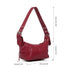 Red PU Leather Zippered Shoulder Bag – Retro European Style Crossbody and Handheld Bag