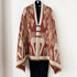 Dark Red New Style Buttoned Shawl – Double-Sided Winter Scarf with Ethnic Pattern, Faux Cashmere Feel for Travel and Fashion