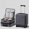 Black Front Opening Carry On Luggage 18 Inch - Lightweight Hard Shell Suitcase with Spinner Wheels, Shockproof Laptop Compartment, USB Charging Port - Ideal for Business Trips and Short Travels