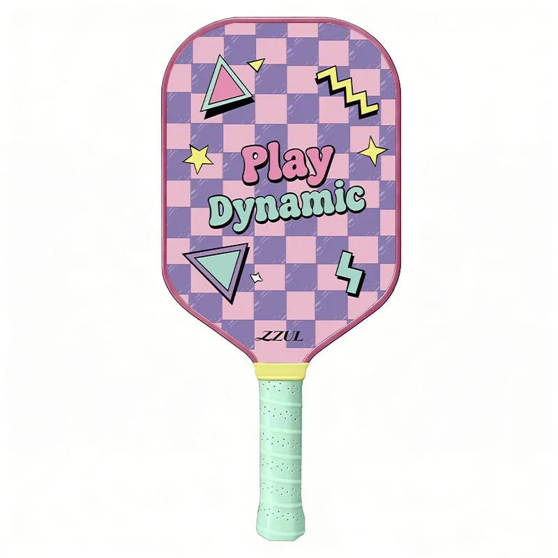Pink and Purple Pickleball Paddle Set - Fiberglass Face with PP Honeycomb Core, 2 Paddles 4 Balls & Carry Bag - Lightweight Vibration Dampening Grip for Beginners & Family Play