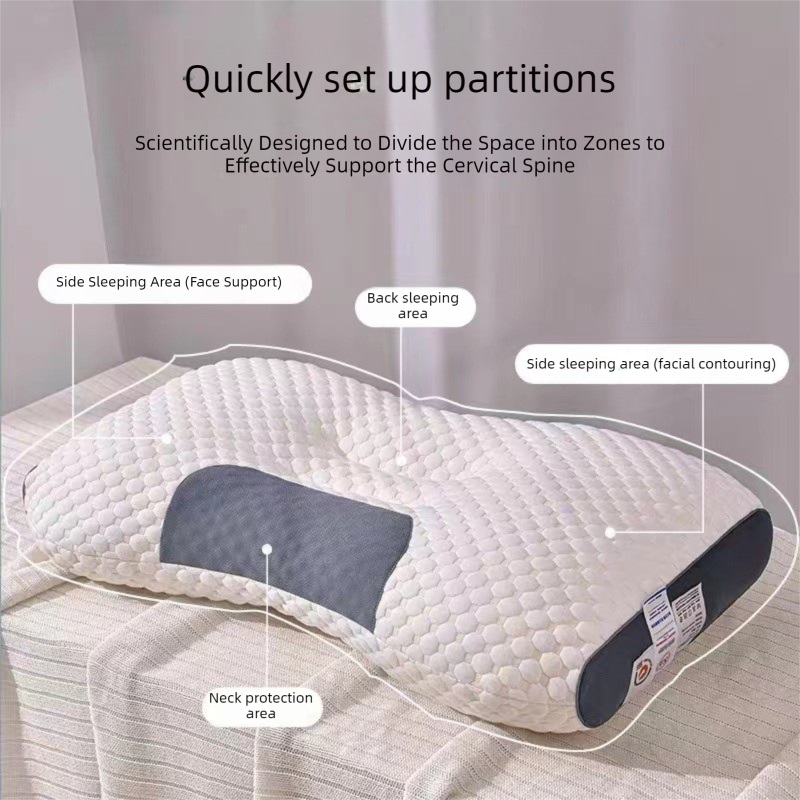 2 Pcs Neck Support Pillow - 48 x 74 cm Polyester Fibre, 10 cm Loft, 3D Knitted Honeycomb Texture, Shape Retaining Comfort for Home Sleep
