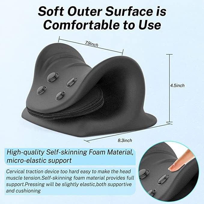 Adjustable Inflatable Cervical Traction Pillow – PU Foam Neck Stretcher & Massager with Air Pump