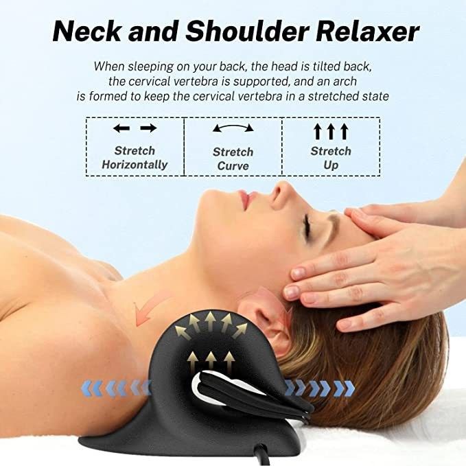 Adjustable Inflatable Cervical Traction Pillow – PU Foam Neck Stretcher & Massager with Air Pump