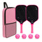 Pink handle T700 Carbon Fiber Pickleball Paddle Set - 16mm Textured Matte Finish with Oxford Carry Bag & PE Balls
