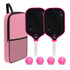 White handle T700 Carbon Fiber Pickleball Paddle Set - 16mm Textured Matte Finish with Oxford Carry Bag & PE Balls