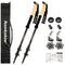 2-Pack Black Aluminum Alloy Telescopic Trekking Poles with Secure External Lock & Accessory - 3-Section Adjustable Hiking Sticks(65-135cm)