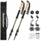 2-Pack Green Aluminum Alloy Telescopic Trekking Poles with Secure External Lock & Accessory - 3-Section Adjustable Hiking Sticks(65-135cm)